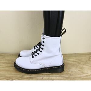 Doc Dr Martens Boots Womens 8 White Leather 1460 Combat Shoes
